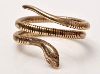 Lot 971 - A Victorian style 9ct. yellow gold snake...