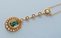 Lot 987 - An Edwardian green tourmaline and seed pearl...