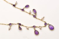 Lot 995 - An amethyst and seed pearl fringe necklace,...