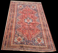 Lot 1074 - A Quashqi carpet, the shaped field with...