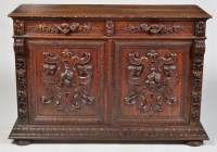 Lot 1151 - A Victorian carved oak sideboard, the...