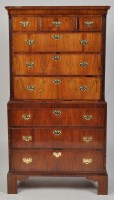 Lot 1156 - A George III walnut chest-on-chest, fitted...