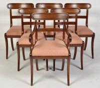 Lot 1157 - A set of six Regency mahogany dining chairs,...