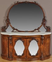Lot 1164 - A Victorian burr walnut and marble topped...