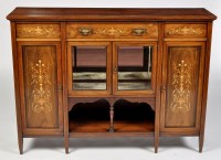 Lot 1196 - A late Victorian inlaid walnut side cabinet,...