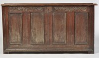 Lot 1235 - An 18th Century oak coffer, the rectangular...