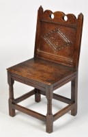 Lot 1242 - An 18th Century joined oak Lancashire chair,...