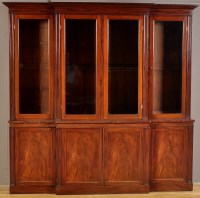 Lot 1270 - A George III mahogany breakfront bookcase, the...