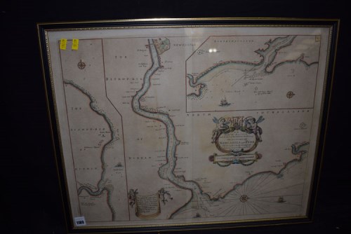 Lot 1189 - A 17th Century engraved map with hand...