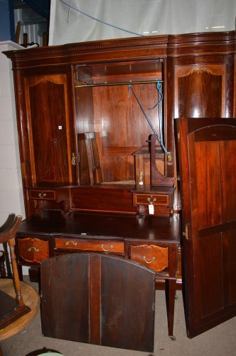 Lot 1410 - An Edwardian inlaid mahogany wardrobe,...