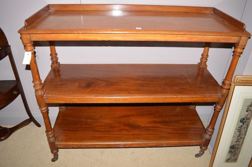 Lot 1462 - A Victorian mahogany three-tier side table,...