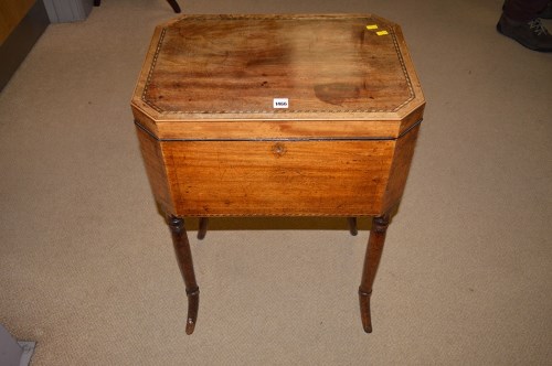 Lot 1466 - A Georgian mahogany inlaid box on stand,...