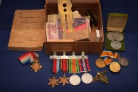 Lot 21 - First World War medals, to include: a Victory...