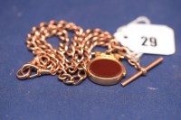 Lot 29 - A 9ct rose gold Albert watch chain, fitted...