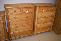 Lot 533 - A pair of country pine chests of two short and...