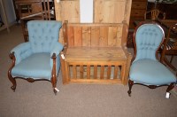 Lot 571 - A Victorian stained hardwood armchair...