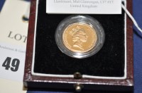 Lot 49 - An Elizabeth II gold proof sovereign, 1995, no....