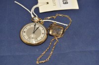 Lot 67 - A 9ct. yellow gold cased Art Deco pocket watch,...