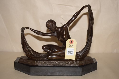 Lot 342 - An Art Deco style bronze figure of an Egyptian...