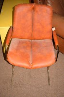 Lot 636 - A set of six brown leatherette and metal...