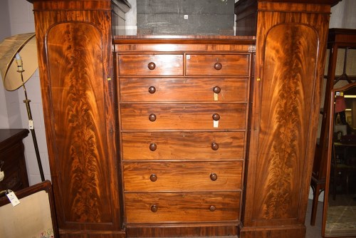 Lot 684 - A Victorian mahogany combination wardrobe...