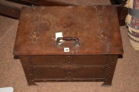 Lot 737 - An Arts and Crafts steel coal bin, 55.5cms wide.