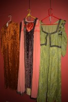 Lot 953 - Medieval style costume gowns in green, brown...