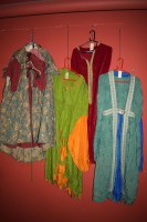 Lot 955 - Medieval style costume in green, blue red and...