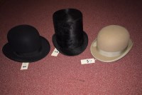 Lot 1092 - A Ladies Lock & Co. grey bowler hat; a black...