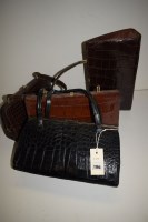 Lot 1166 - Mid 20th Century crocodile skin handbags, in...