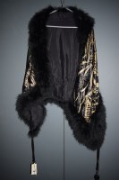 Lot 1191 - A 1930's black silk velvet and marabou feather...