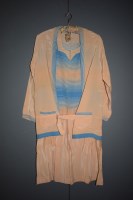 Lot 1197 - A 1920's tea dress blue and pink stripped...