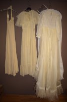 Lot 1251 - A 1970's wedding dress of Empire Line,...