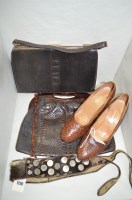 Lot 1290 - A pair of Vintage snakeskin high heel shoes,...