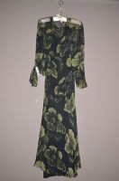 Lot 1311 - A 1930's black and green chiffon dress and...