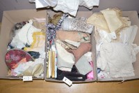 Lot 1419 - Assorted needlework; snake skin rolls;...