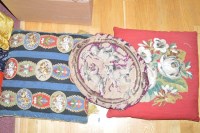 Lot 1436 - Three assorted beadwork cushions, putti...