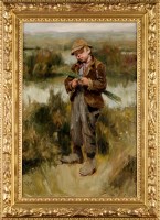 Lot 199 - Ralph Hedley, RBA (1848-1913) A BOY PLAITING...