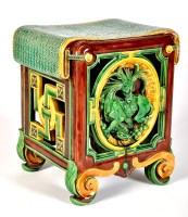 Lot 326 - Minton Majolica 'Chinese' garden seat, the...