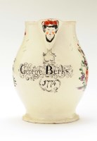 Lot 332 - Creamware enamel painted jug, with decorative...