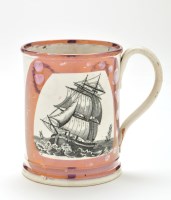 Lot 335 - Pearlware 'Marine' frog mug, printed with...