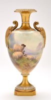 Lot 348 - Royal Worcester urn-shaped vase, signed H....