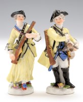 Lot 369 - Meissen miniature figure of huntsman and...