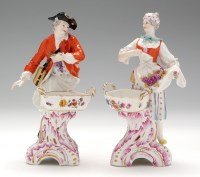 Lot 374 - Pair of Berlin (KPM) allegorical spice dishes,...