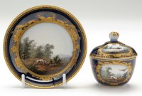 Lot 375 - Marcolini Meissen blue ground pot, cover and...