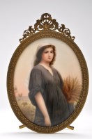 Lot 378 - Berlin (K.P.M.) oval porcelain plaque of 'Ruth...