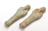 Lot 392 - Two Egyptian turquoise glaze pottery shabti,...