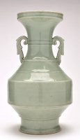 Lot 410 - Chinese Celadon glaze vase, of angular...