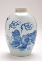 Lot 412 - Chinese blue and white pear-shaped jar painted...