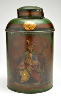 Lot 521 - A 19th Century tole ware tea canister, painted...